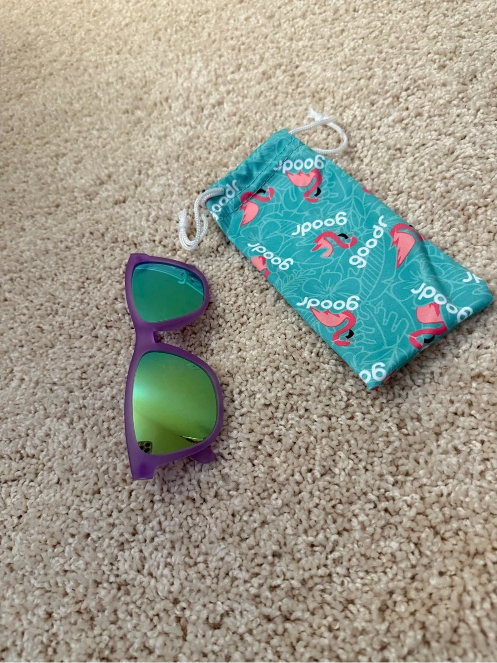 Goodr Purple Sunglasses with Teal Flamingo Pouch - Picture 2 of 4